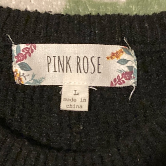 Pink Rose Black Crew Neck Sweater - Picture 4 of 4